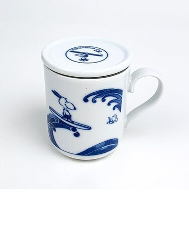 PEANUTS スヌーピー 染付 ティーメイト（波）マグ 湯のみ キッチン 食器 蓋付きマグ グッズ 日本製