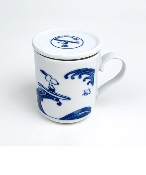 PEANUTS スヌーピー 染付 ティーメイト（波）マグ 湯のみ キッチン 食器 蓋付きマグ グッズ 日本製