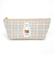 ミッフィー miffy レトロチェック ペンケース グリーン 小物入れ