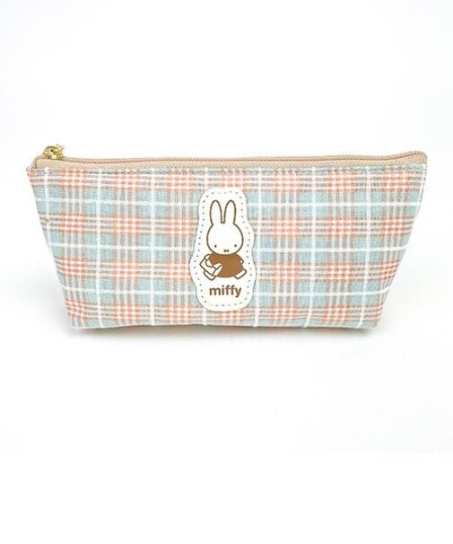 ミッフィー miffy レトロチェック ペンケース　 グリーン 小物入れ