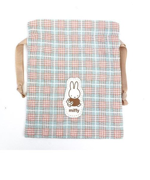 ミッフィー miffy レトロチェック 巾着袋 グリーン 小物入れ