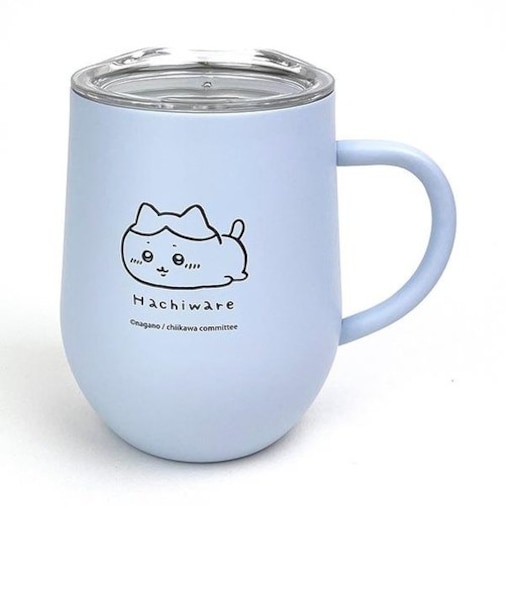 ちいかわ 蓋つきステンレスマグ へちゃハチワレ ブルー 保温 保冷 ギフト