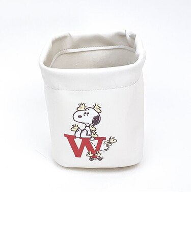 スヌーピー 合皮バスケット アイボリー 小物入れ 化粧品入れ オシャレ インテリア