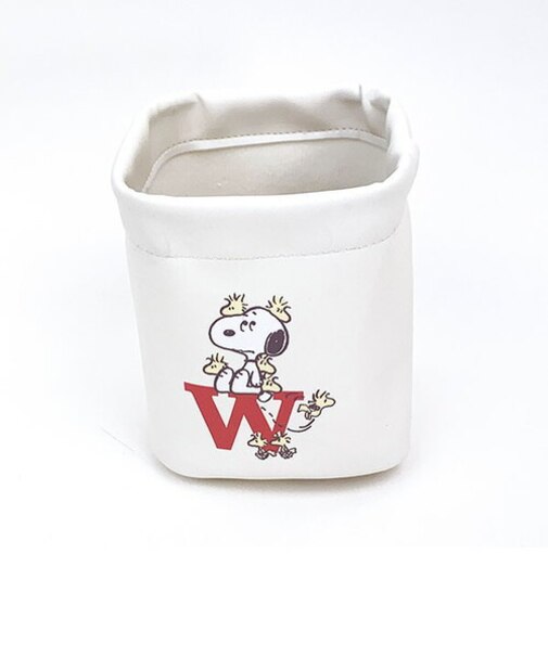 スヌーピー 合皮バスケット アイボリー 小物入れ 化粧品入れ オシャレ インテリア