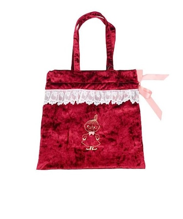 ムーミン レース＆ベロア 巾着トートバッグ (ワインレッド) リトルミイ MOOMIN