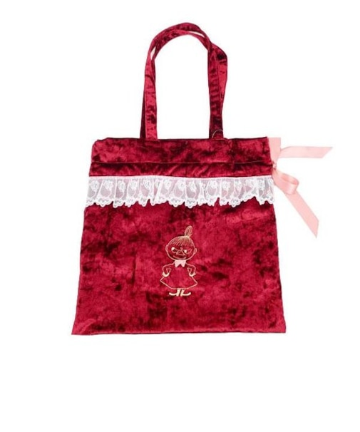 ムーミン レース＆ベロア 巾着トートバッグ (ワインレッド) リトルミイ MOOMIN