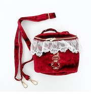 ムーミン レース＆ベロア  2wayバニティバッグ (ワインレッド) リトルミイ MOOMIN