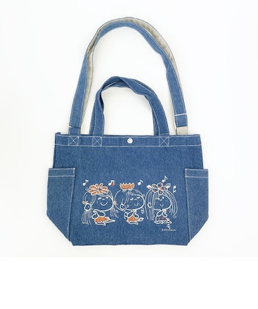 水森亜土 デニムショルダーバッグ （フラワーズ） サブバッグ ランチトート  　