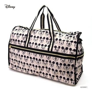 ディズニー ミッキーマウス  折りたたみボストンバッグ（L) フェイスブラック Disney