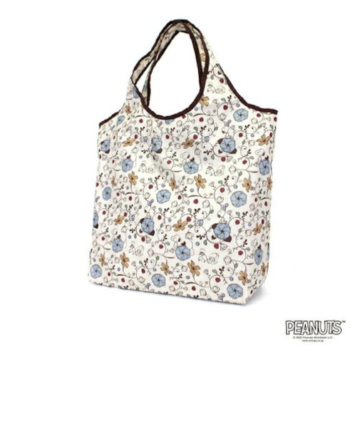 スヌーピー 折りたたみ保冷&保温エコバッグ フラワーベージュ SNOOPY