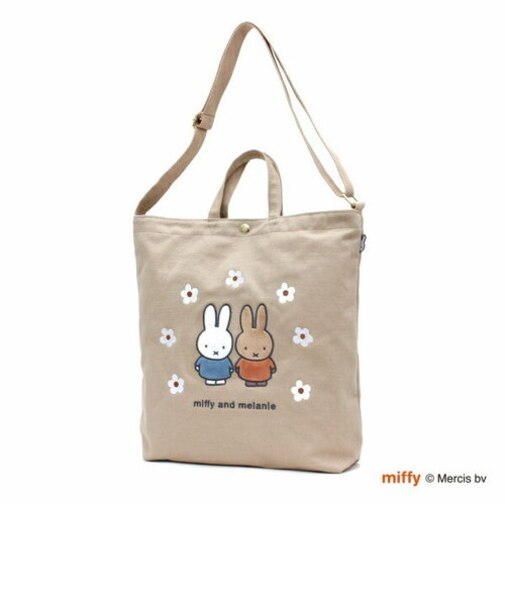 ミッフィー miffy 2WAY帆布トートショルダーバッグ フラワーアーチ ベージュ