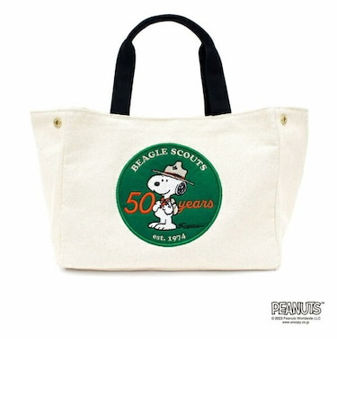 スヌーピー 50thサイドボタンミニトートバッグ (ナチュラル) ビーグルスカウト SNOOPY