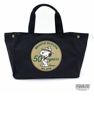 スヌーピー 50thサイドボタンミニトートバッグ (ブラック) ビーグルスカウト SNOOPY