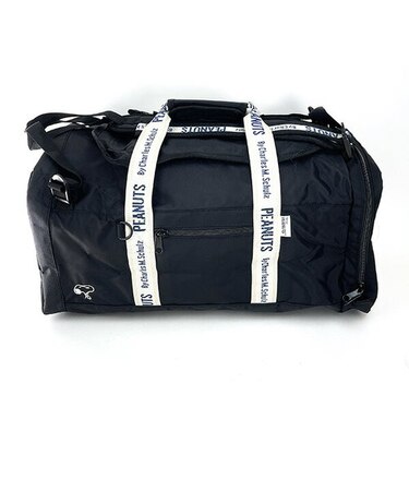 スヌーピー スクエアボストンリュック ブラック ロゴテープ バッグ お出かけ 学校 旅行