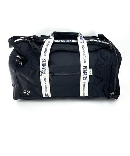 スヌーピー スクエアボストンリュック ブラック ロゴテープ バッグ お出かけ 学校 旅行