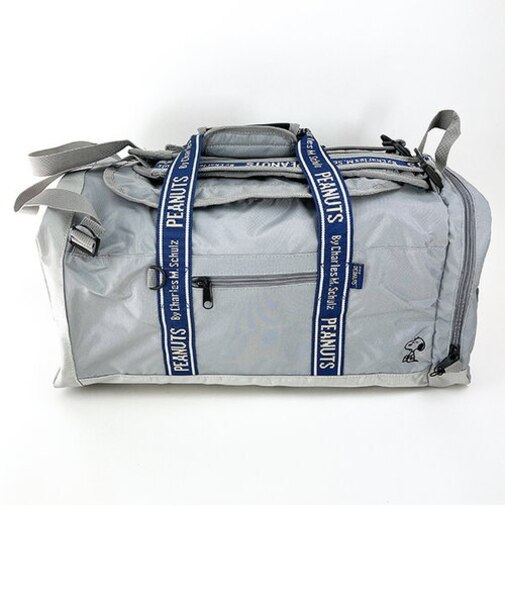 スヌーピー スクエアボストンリュック グレー ロゴテープ バッグ お出かけ 学校 旅行