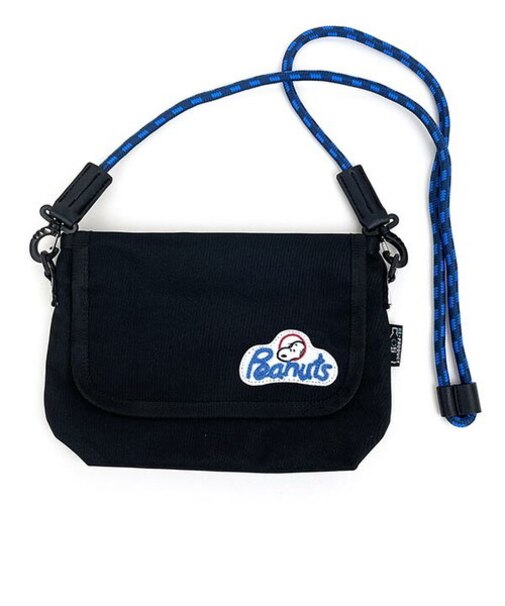 スヌーピー RE-PET ミニメッセンジャー ブラック ロゴ バッグ ポシェット