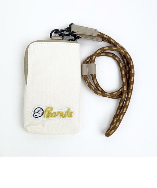 スヌーピー RE-PET ミニショルダー アイボリー ロゴ バッグ ポシェット