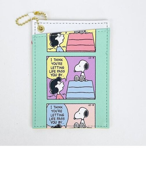 スヌーピー コミック柄 パスケース ミント ICカード 定期入れ SNOOPY
