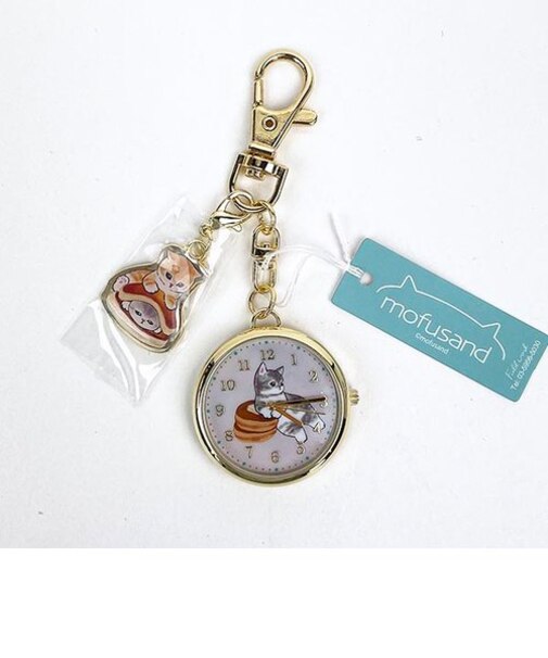 mofusand モフサンド チャーム付きチェーンウォッチ ホットケーキ 時計 キーチェーン