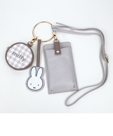ミッフィー miffy 3連ショルダーポーチ グレー スマホショルダー