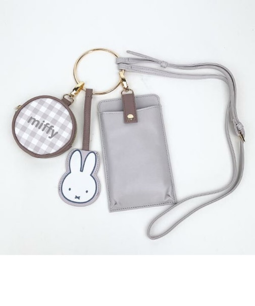 ミッフィー miffy 3連ショルダーポーチ グレー スマホショルダー