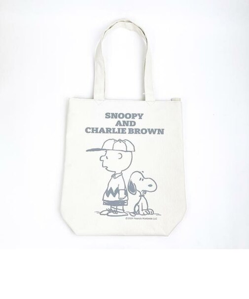 スヌーピー ファスナースクエアトート スヌーピー＆チャーリーブラウン ホワイト バッグ サブバッグ 学校 オフィス