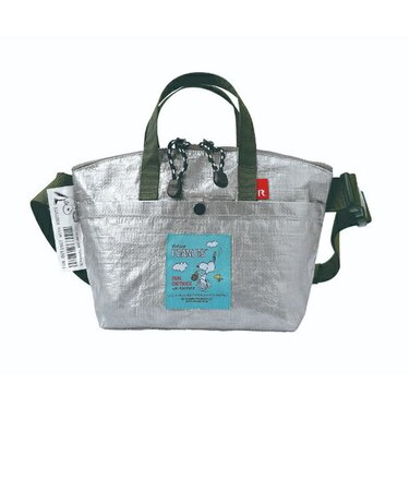 スヌーピー  2WAY ポリエチレン ショルダー ミニトートバッグ デリ 防水性 レジャー ランチ シルバー SNOOPY
