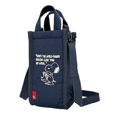 スヌーピー  ボトルショルダー(トートバッグ型) APRON ネイビー 簡易保冷 洗濯OK SNOOPY