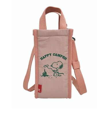 スヌーピー  ボトルショルダー(トートバッグ型) HAPPYCAMPER ピンク 簡易保冷 洗濯OK SNOOPY