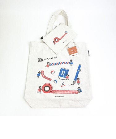 OldResta（オールドリスタ）×FURUKAWASHIKO わたしびよりこびと ビッグトートバッグ ポーチ付き 文房具