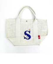 スヌーピー ジュートイニシャルトートバッグ〈S〉 アイボリー 天然素材 SNOOPY