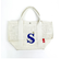 スヌーピー ジュートイニシャルトートバッグ〈S〉 アイボリー 天然素材 SNOOPY　