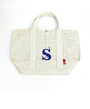 スヌーピー ジュートイニシャルバッグ〈S〉 アイボリー 天然素材 SNOOPY　