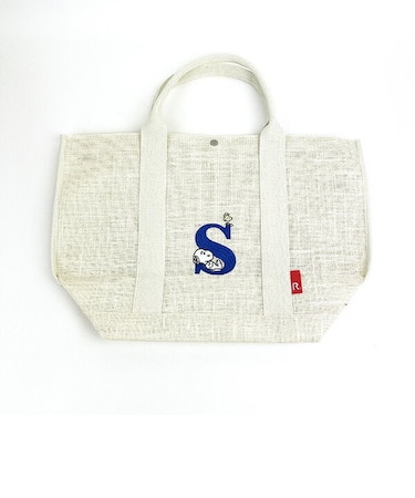 スヌーピー ジュートイニシャルバッグ〈S〉 アイボリー 天然素材 SNOOPY　