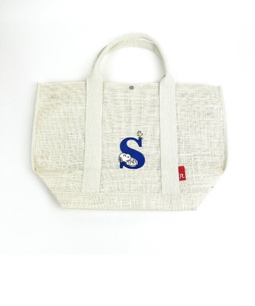 スヌーピー ジュートイニシャルバッグ〈S〉 アイボリー 天然素材 SNOOPY　