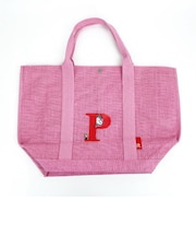 スヌーピー ジュートイニシャルバッグ〈P〉 ピンク 天然素材 SNOOPY　