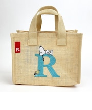 スヌーピー ジュートイニシャルミニトートバッグ〈R〉 ベージュ 天然素材 SNOOPY　