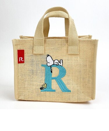 スヌーピー ジュートイニシャルミニトートバッグ〈R〉 ベージュ 天然素材 SNOOPY　