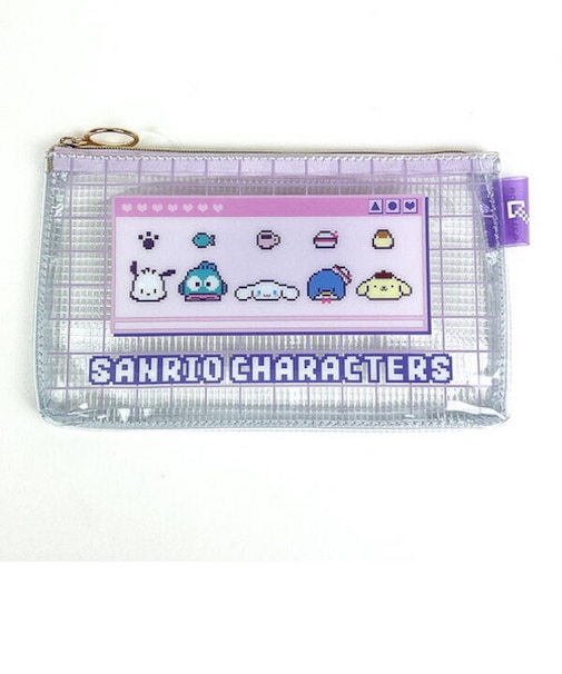 サンリオ クリアフラットポーチ パープル 小物入れ コスメポーチ Sanrio