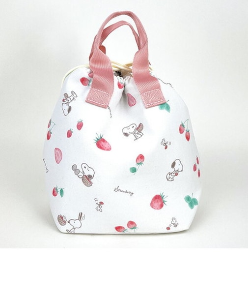 スヌーピー 保冷巾着トートバッグ ストロベリー ピンク ランチ SNOOPY