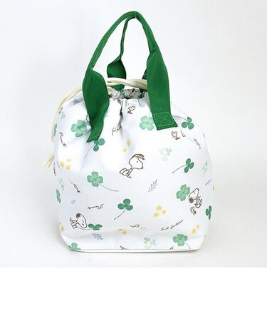 スヌーピー 保冷巾着トートバッグ フォーチュンクローバー グリーン ランチ SNOOPY