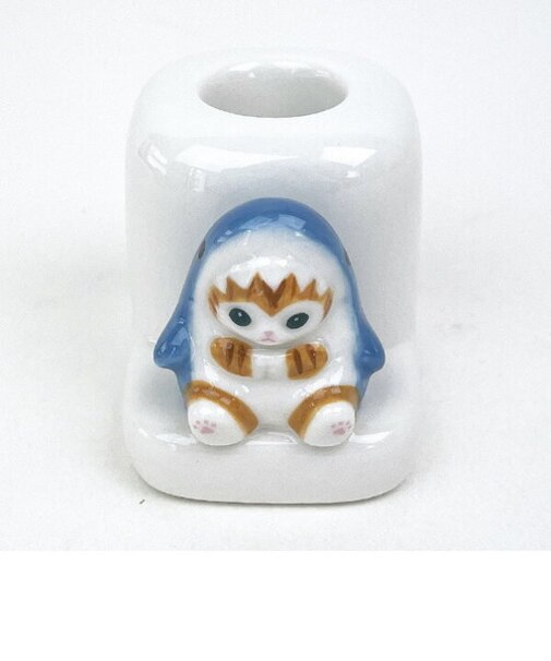 モフサンド mofusand サメにゃん フィギュア付き歯ブラシスタンド シングル 洗面用品 歯磨き ホワイト