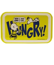 スヌーピー　チャーリーブラウン メラミントレー（Ｓ） HUNGRY SNOOPY イエロー