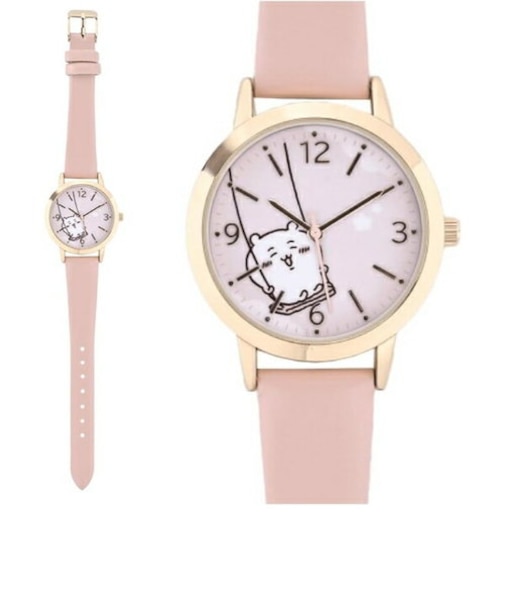 ちいかわ レザーウォッチ ピンク（ちいかわ） カラビナ付きクリアケース付属