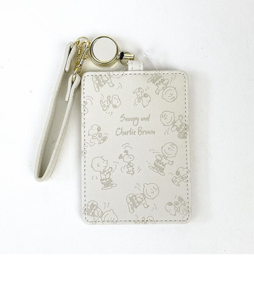 スヌーピー リール付きシングルパスケース エンボス チラシ 定期入れ ICカードケース