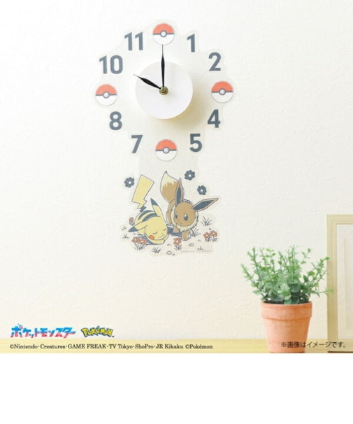ポケモン　ピカチュウ＆イーブイ ウォールクロックステッカー Nintendo インテリア 時計