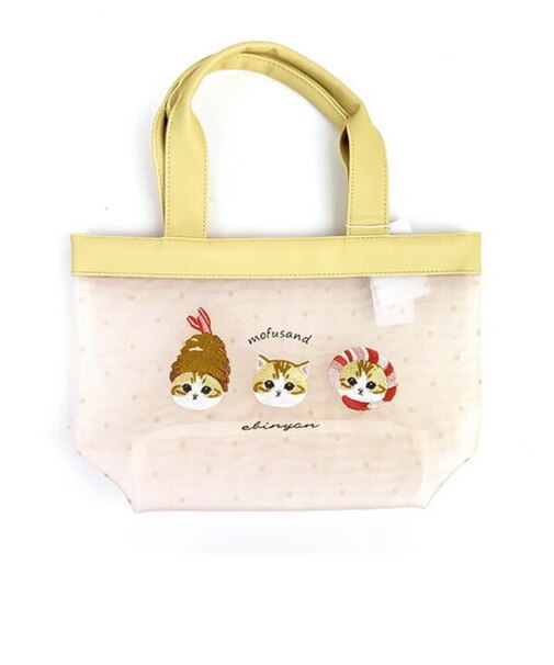 モフサンド mofusand えびにゃん ミニトートバッグ (イエロー) メッシュシリーズ