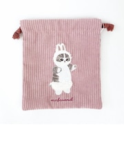 モフサンド mofusand 巾着 刺繍ボアシリーズ うさぎ ピンク 小物入れ