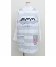 コウペンちゃん ボーダータブリエ グレー エプロン 割烹着 キッチン ランチ